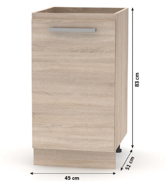 KONDELA Spodnja omara 45 1DV, hrast sonoma, NOVA PLUS NOPL-063-0S