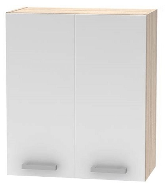 KONDELA Zgornja omara 2DV, hrast sonoma/bela, NOVA PLUS NOPL-007-OH