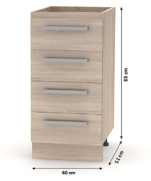 KONDELA Predalnik s 4 predali, hrast sonoma, NOVA PLUS NOPL-055-0S