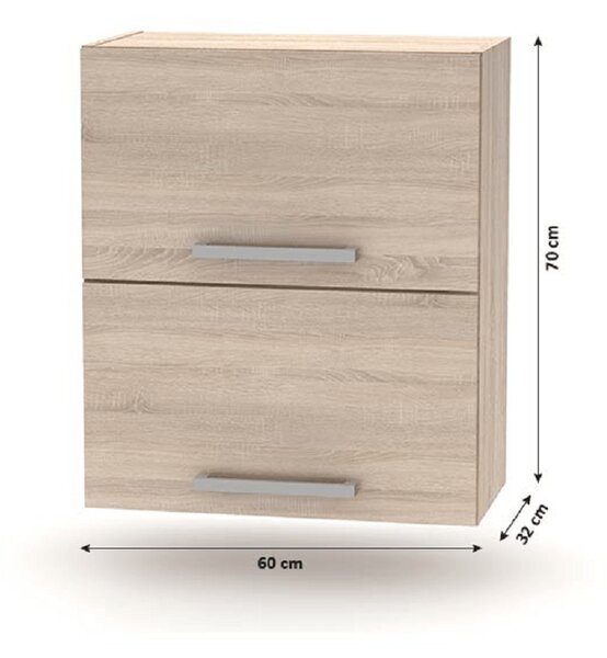 KONDELA Zgornja nagibna omarica 2DV, hrast sonoma, NOVA PLUS NOPL-008-VH