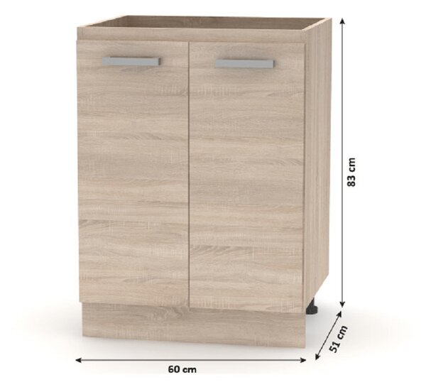 KONDELA Spodnja omara 60 2DV, hrast sonoma, NOVA PLUS NOPL-057-0S