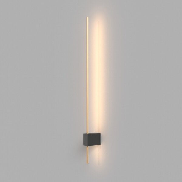 Maytoni LED stenska svetilka Pars, 62,3 cm, črna/zlata, aluminij, Črna, Dnevna soba / jedilnica, Aluminij, Sodobni