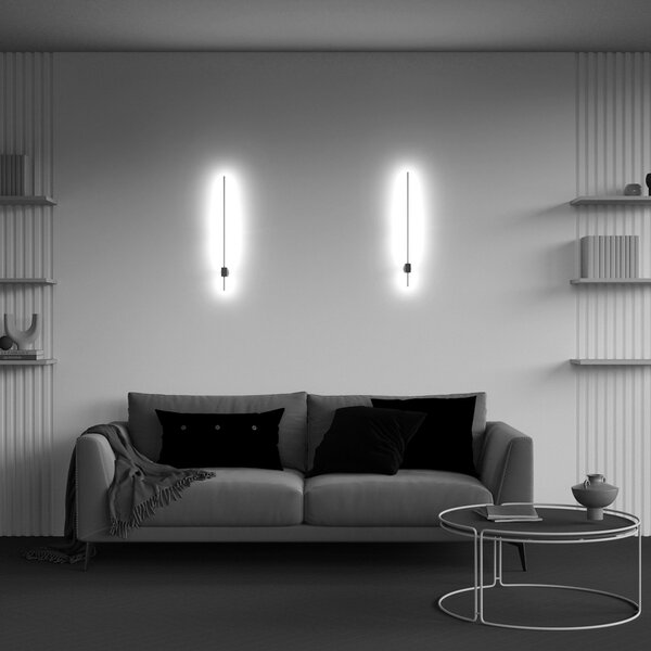 Maytoni LED stenska svetilka Pars, 62,3 cm, črna/zlata, aluminij, Črna, Dnevna soba / jedilnica, Aluminij, Sodobni