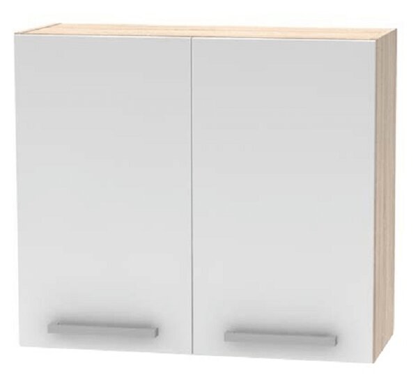 KONDELA Zgornja omara 2DV, hrast sonoma/bela, NOVA PLUS NOPL-014-OH