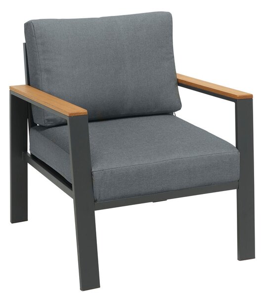 LOUNGE NASLANJAČ tkanina les evkaliptusa masivno aluminij