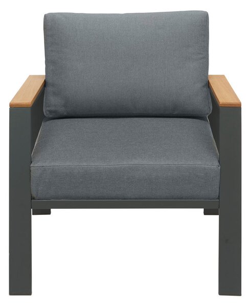 LOUNGE NASLANJAČ tkanina les evkaliptusa masivno aluminij