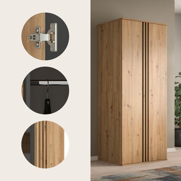 OMARA S KLASIČNIMI VRATI, antracit, hrast artisan