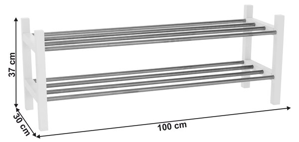 KONDELA Regal za čevlje, bel / srebrn, BRESO