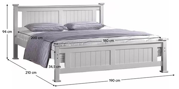KONDELA Postelja, bor, bela, 180 x 200, LUCAS NEW