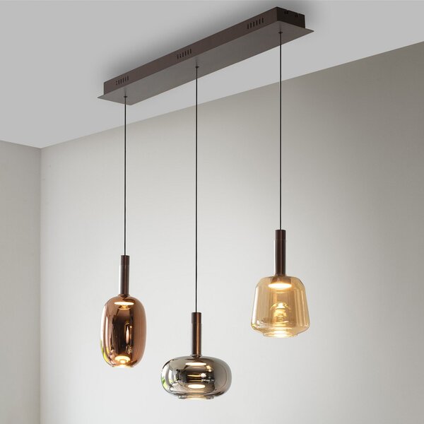Paul Neuhaus Neuhaus, Irides LED viseča svetilka, dolžina 90 cm, barvna, steklo, zatemnjen, Večbarvna, Dnevna soba / jedilnica, Steklo, Sodobni