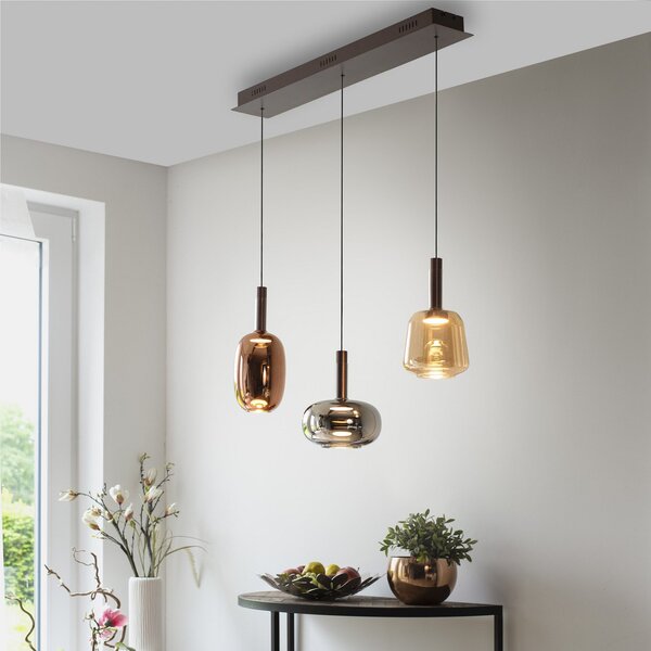 Paul Neuhaus Neuhaus, Irides LED viseča svetilka, dolžina 90 cm, barvna, steklo, zatemnjen, Večbarvna, Dnevna soba / jedilnica, Steklo, Sodobni