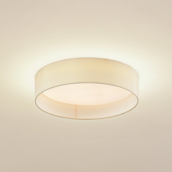 Lindby LED stropna svetilka Eilif, tkanina, bela, Ø 40 cm, CCT, Bež, Dnevna soba / jedilnica, Tkanine / tekstil, Sodobni