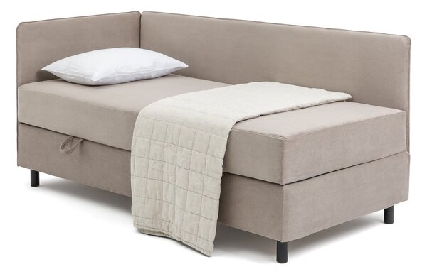 Sivorjava oblazinjena postelja s prostorom za shranjevanje z vzmetnico 120x200 cm Avela – Bonami Selection
