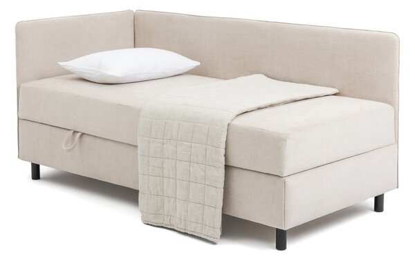 Bež oblazinjena postelja s prostorom za shranjevanje z vzmetnico 120x200 cm Avela – Bonami Selection