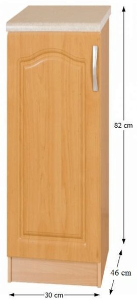 KONDELA Kuhinjska omara, jelša, leva, LORA MDF NEW KLASIK S30
