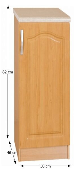 KONDELA Kuhinjska omara, jelša, desna, LORA MDF NEW KLASIK S30