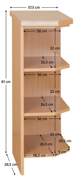 KONDELA Kuhinjska omara, jelša, desno, LORA MDF NEW KLASIK S30N