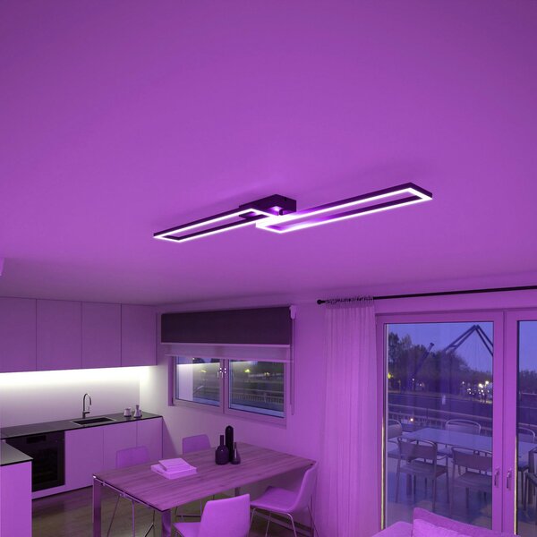 Tint Müller Licht LED stropna svetilka Ciso, RGB, CCT, črna, zatemnjen, Črna, Dnevna soba / jedilnica, Kovina, Sodobni