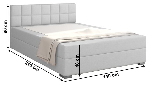 KONDELA Boxspring postelja 140x200, svetlo siva, FERATA COMFORT