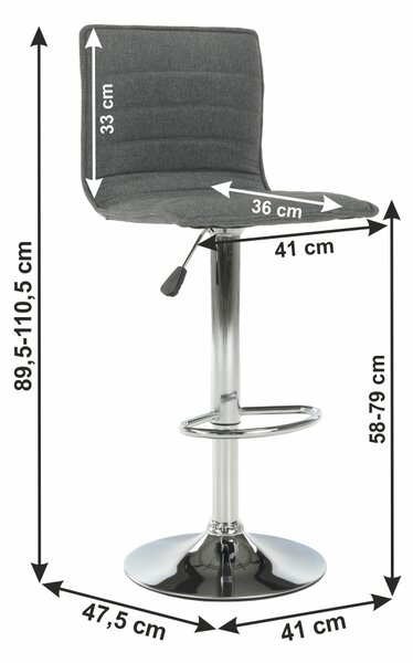 KONDELA Barski stol, siva/krom, PINAR