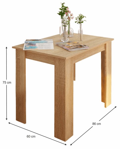 KONDELA Jedilna miza, hrast Sonoma, 86 x 60 cm, TARINIO