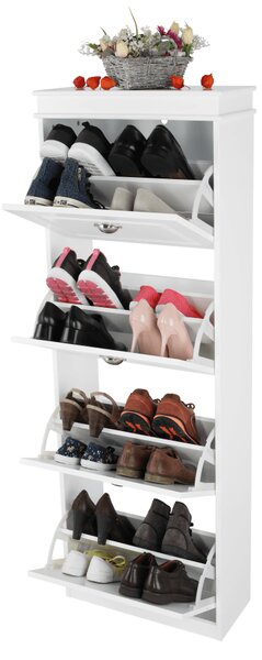 KONDELA Omara za čevlje, 4-vrstna, bela, SEBER TIP 3