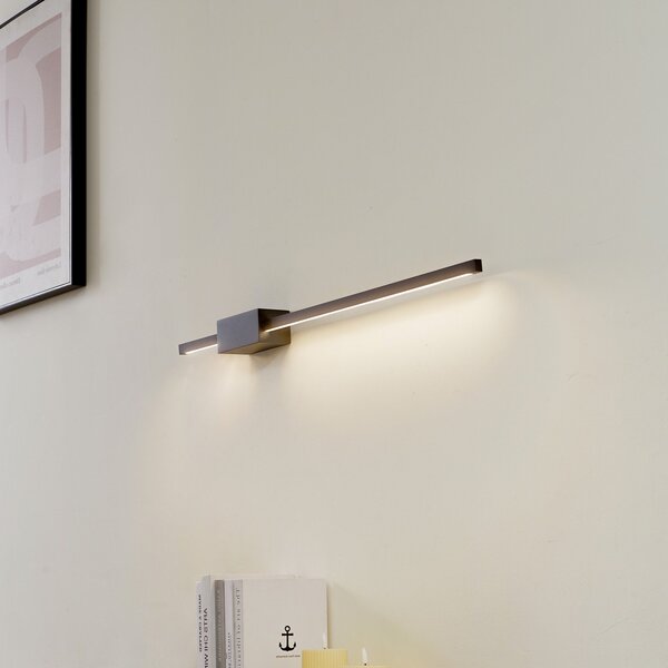 Lucande LED stenska svetilka Skaila, črna, dolžina 90 cm, 3.000 K, Črna, Dnevna soba / jedilnica, Aluminij, Sodobni