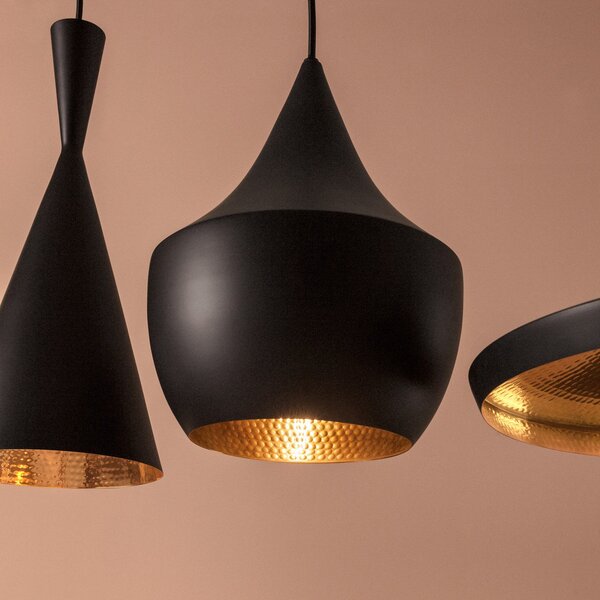 Tom Dixon Beat Fat LED obesek, črna, zatemnjen, Črna, Dnevna soba / jedilnica, Kovina, Dizajn