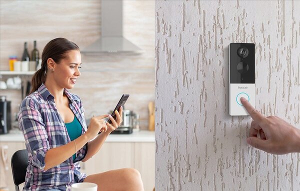 Aku. 5000mAh WiFi pametni domofon in zvonec s kamero 3MP Alexa Google assistant