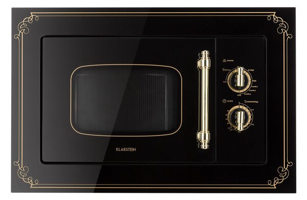 Klarstein Victoria 20, vgradna mikrovalovna pečica, 20 l, 800 W, žar: 1000 W, črna barva