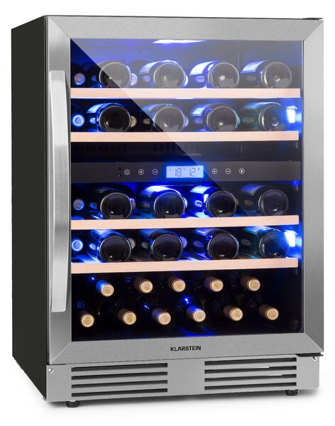 Klarstein Vinovilla Duo43 2-conski hladilnik za vino, 129 l, 43 steklenic, 3 barve, steklena vrata