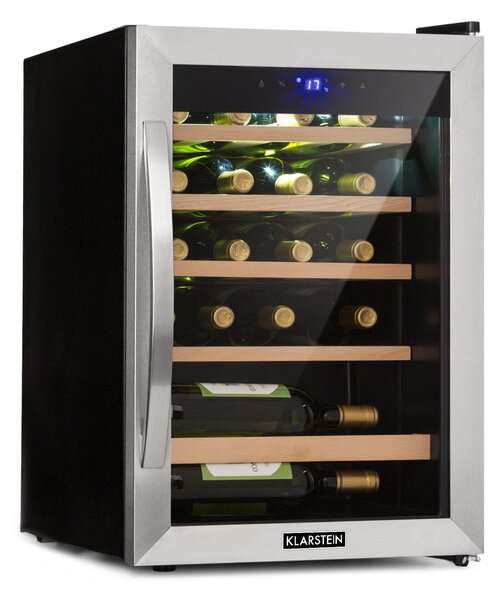 Klarstein Vinamour 19, vinska omara, 19 steklenic, 65 l, 4-18 °C, 40 dB, steklo, črna