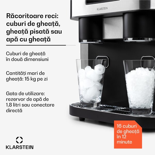 Klarstein Eiszeit Crush, izdelovalec ledu, 2 velikosti, drobljen led, srebrn