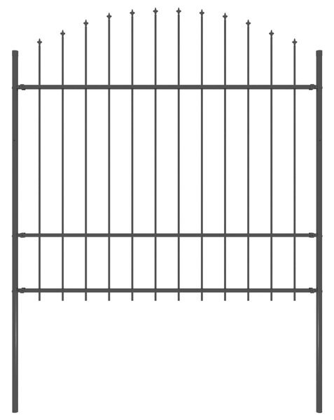 VidaXL Vrtna ograja s koničastimi vrhovi jeklo (1,5-1,75)x1,7 m črna