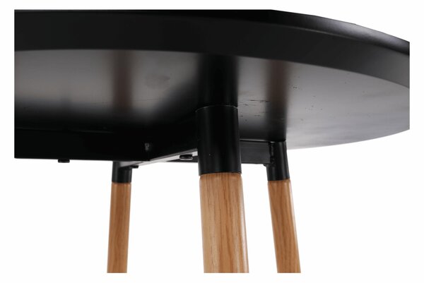 KONDELA Barska miza, črna/hrast, premer 60 cm, IMAM