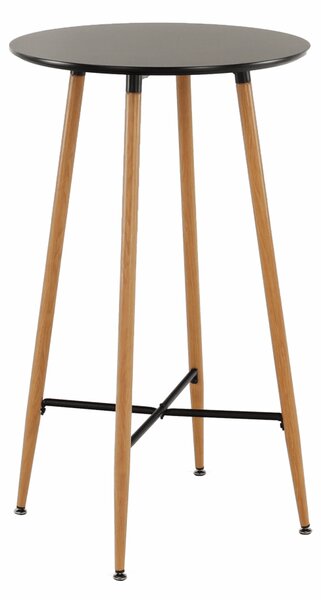 KONDELA Barska miza, črna/hrast, premer 60 cm, IMAM