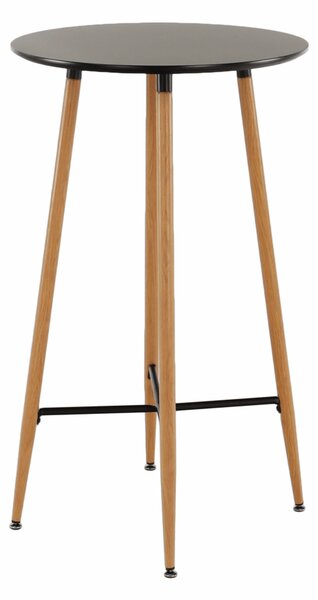 KONDELA Barska miza, črna/hrast, premer 60 cm, IMAM