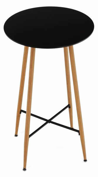KONDELA Barska miza, črna/hrast, premer 60 cm, IMAM