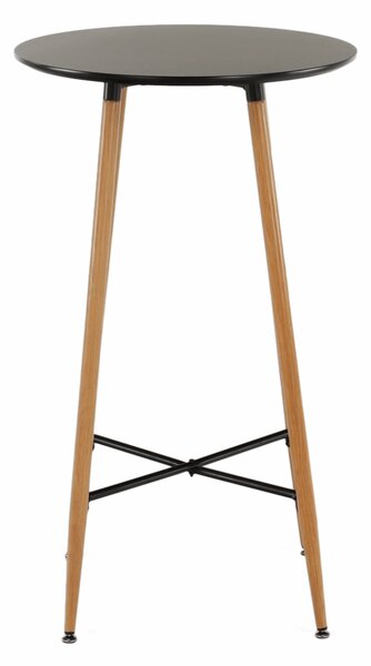 KONDELA Barska miza, črna/hrast, premer 60 cm, IMAM
