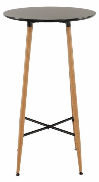 KONDELA Barska miza, črna/hrast, premer 60 cm, IMAM