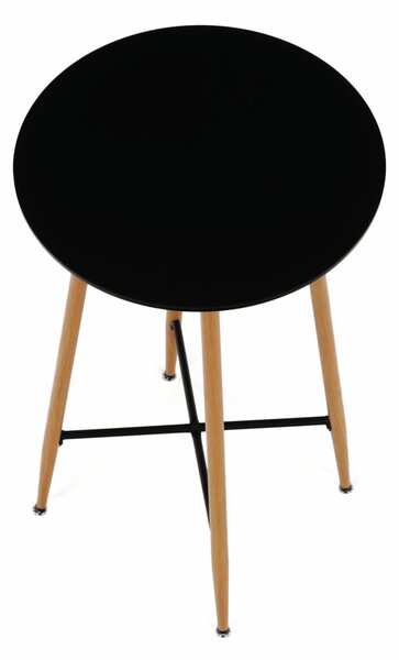 KONDELA Barska miza, črna/hrast, premer 60 cm, IMAM