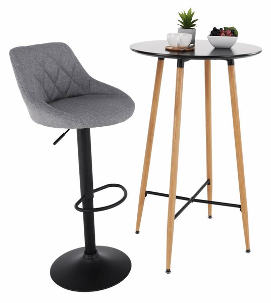 KONDELA Barska miza, črna/hrast, premer 60 cm, IMAM