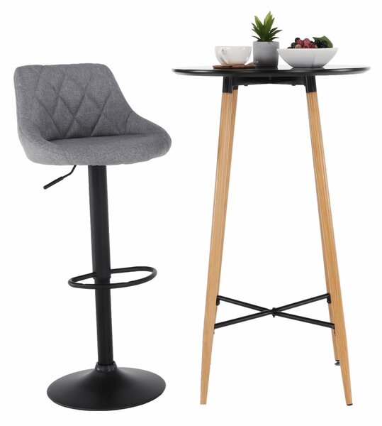 KONDELA Barska miza, črna/hrast, premer 60 cm, IMAM