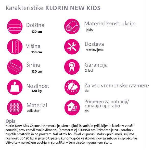 KONDELA Viseči gugalni stol, sivorjave barve, KLORIN NEW KIDS CACOON HAMMOCK