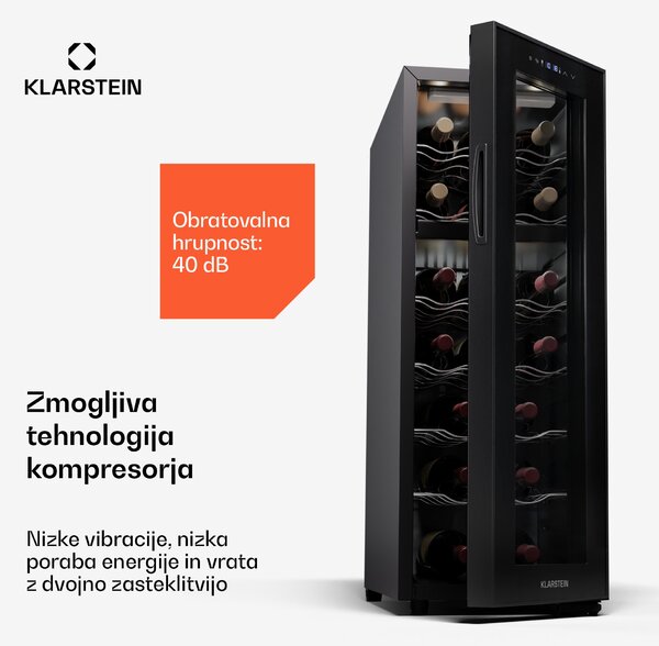 Klarstein Shiraz 18 Duo, hladilnik za vino, 2 hladilni območji, 53 l/18 steklenic, 5-18 °C, upravljanje na dotik