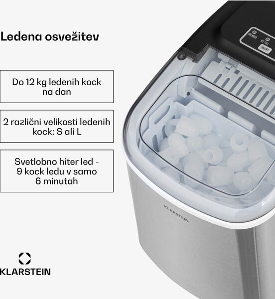 Klarstein Caldwell izdelovalnik ledenih kroglic 12 kg/24h Rezervoar za vodo: 1,3 l