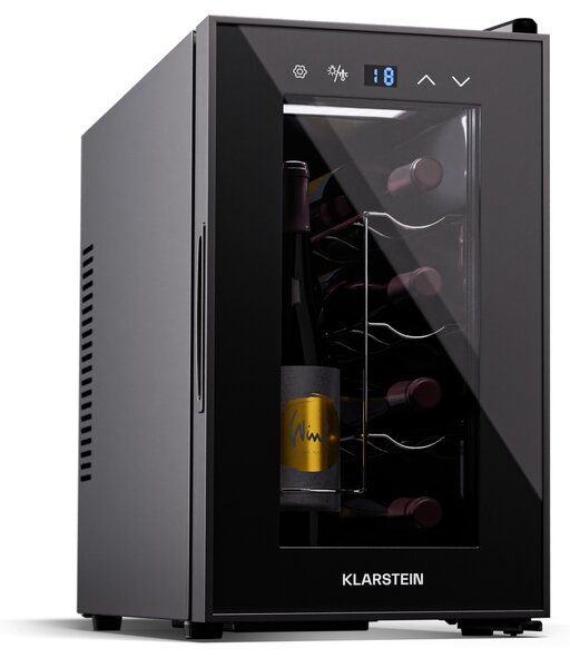 Klarstein Shiraz 8 Uno, vertikalen hladilnik za vino, 8 steklenic, 8 do18 °C, upravljanje na dotik