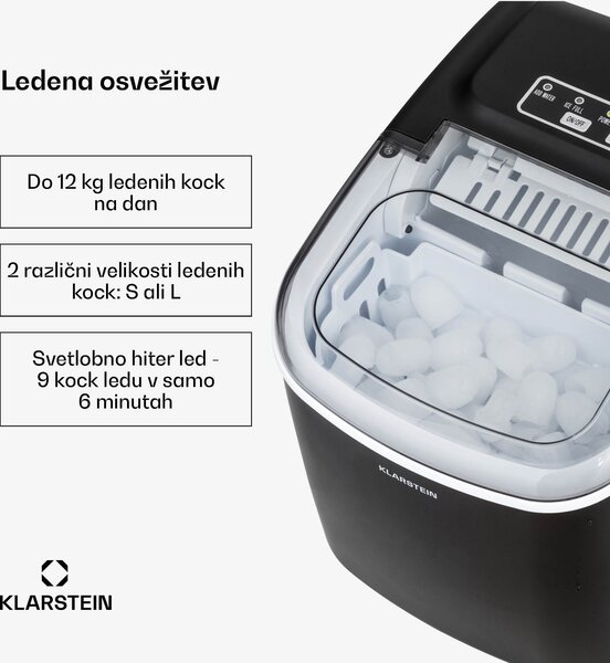 Klarstein Caldwell izdelovalnik ledenih kroglic 12 kg/24h Rezervoar za vodo: 1,3 l