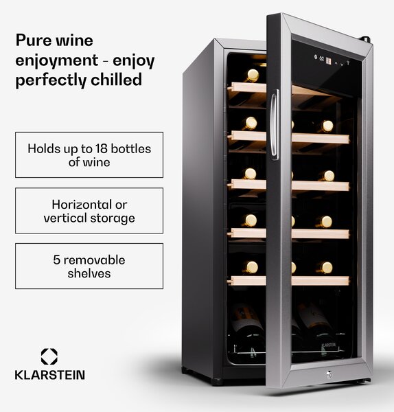Klarstein Shiraz Premium Smart 18, hladilnik za vino za 18 steklenic