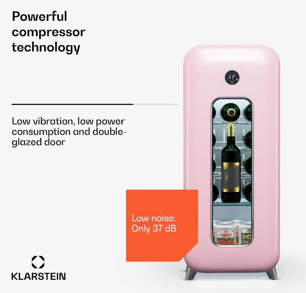 Klarstein Shirley 15 Uno, hladilnik za vino, 15 steklenic, 5 - 20 °C, upravljanje na dotik, retro